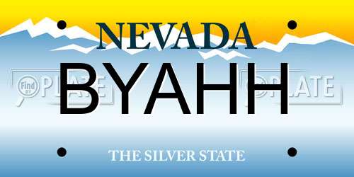 BYAHH Nevada License Plate