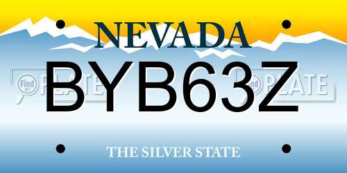 BYB63Z Nevada License Plate