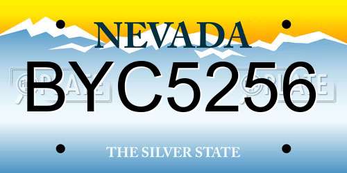BYC5256 Nevada License Plate