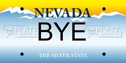 BYE Nevada License Plate