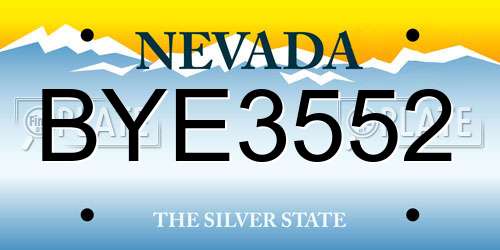 BYE3552 Nevada License Plate