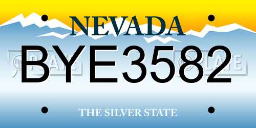 BYE3582 Nevada License Plate