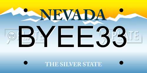 BYEE33 Nevada License Plate