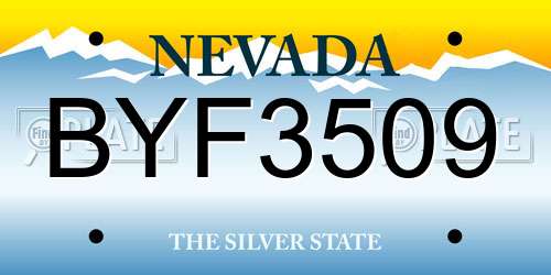 BYF3509 Nevada License Plate