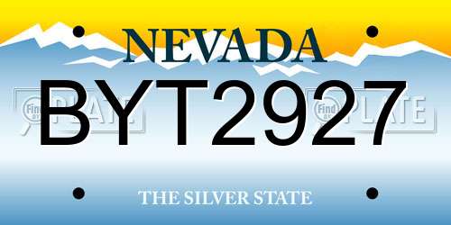 BYT2927 Nevada License Plate