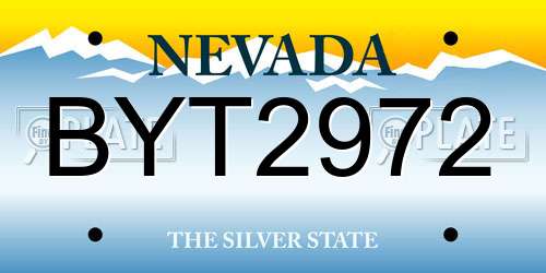 BYT2972 Nevada License Plate