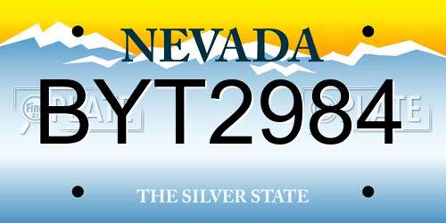 BYT2984 Nevada License Plate