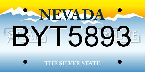 BYT5893 Nevada License Plate