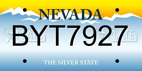 BYT7927 Nevada License Plate