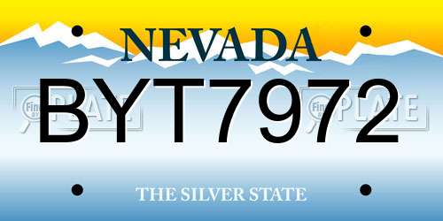 BYT7972 Nevada License Plate