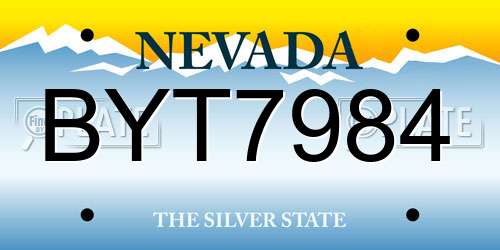 BYT7984 Nevada License Plate