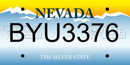 BYU3376 Nevada License Plate