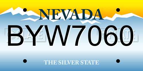 BYW7060 Nevada License Plate