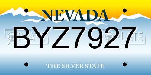 BYZ7927 Nevada License Plate