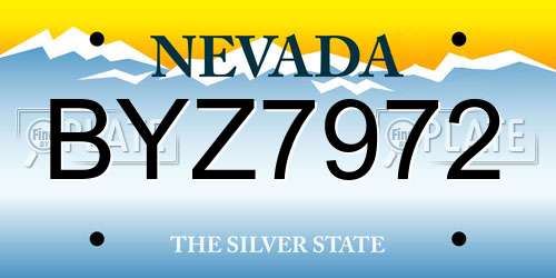 BYZ7972 Nevada License Plate