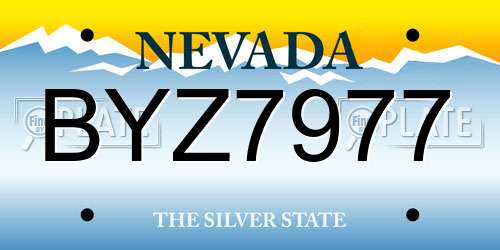BYZ7977 Nevada License Plate