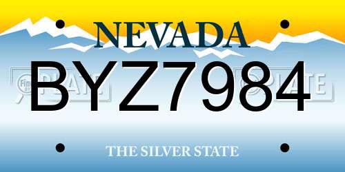 BYZ7984 Nevada License Plate