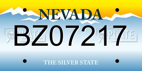 BZ07217 Nevada License Plate
