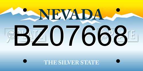 BZ07668 Nevada License Plate