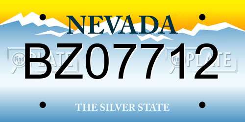 BZ07712 Nevada License Plate