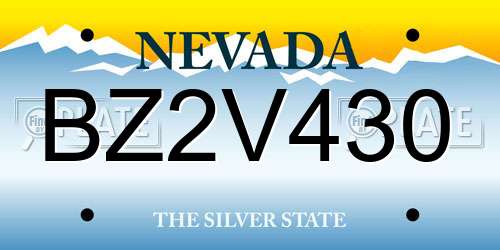 BZ2V430 Nevada License Plate