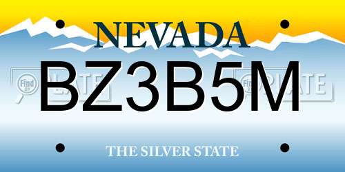 BZ3B5M Nevada License Plate