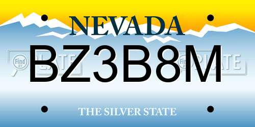 BZ3B8M Nevada License Plate