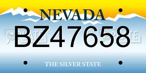 BZ47658 Nevada License Plate