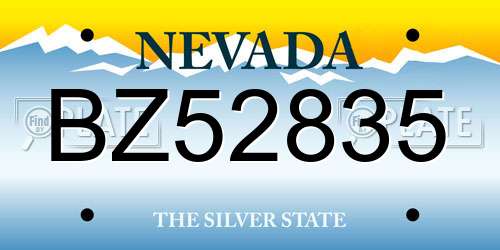 BZ52835 Nevada License Plate
