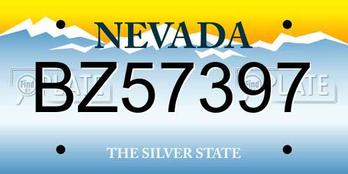 BZ57397 Nevada License Plate