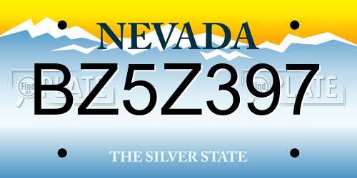 BZ5Z397 Nevada License Plate