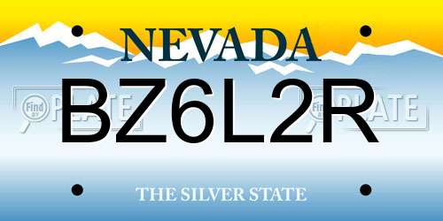 BZ6L2R Nevada License Plate