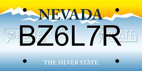 BZ6L7R Nevada License Plate