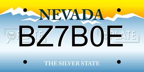 BZ7B0E Nevada License Plate