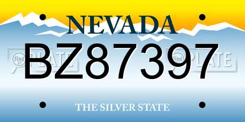 BZ87397 Nevada License Plate