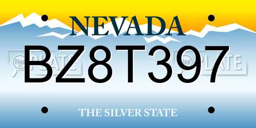 BZ8T397 Nevada License Plate