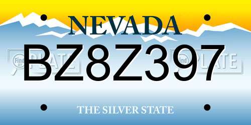 BZ8Z397 Nevada License Plate