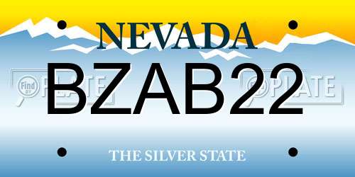 BZAB22 Nevada License Plate