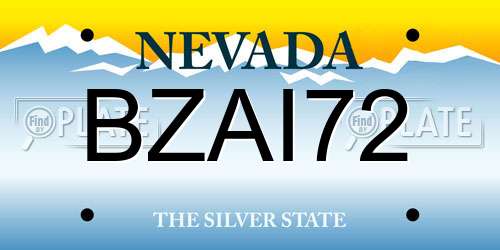 BZAI72 Nevada License Plate