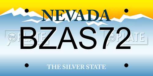BZAS72 Nevada License Plate