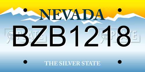 BZB1218 Nevada License Plate