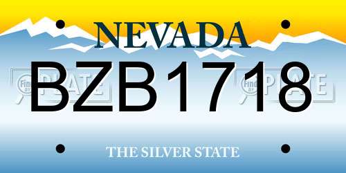 BZB1718 Nevada License Plate