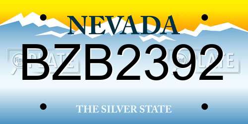 BZB2392 Nevada License Plate