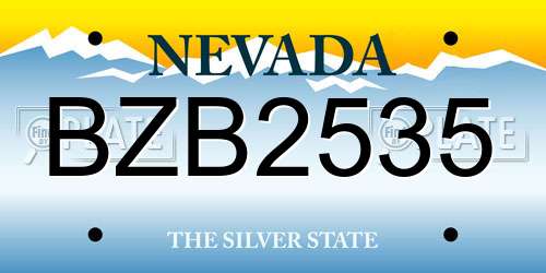BZB2535 Nevada License Plate