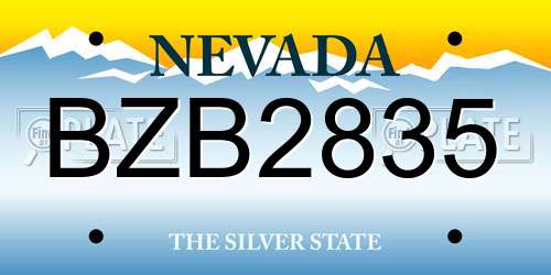 BZB2835 Nevada License Plate