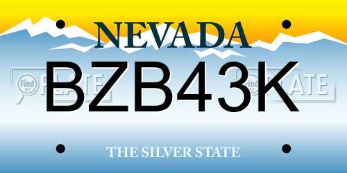 BZB43K Nevada License Plate