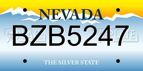 BZB5247 Nevada License Plate
