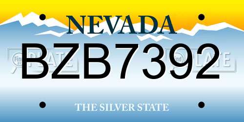 BZB7392 Nevada License Plate