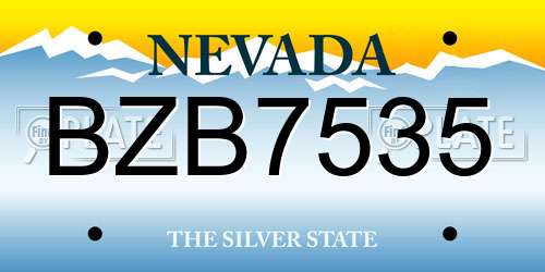 BZB7535 Nevada License Plate
