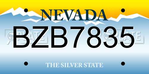 BZB7835 Nevada License Plate